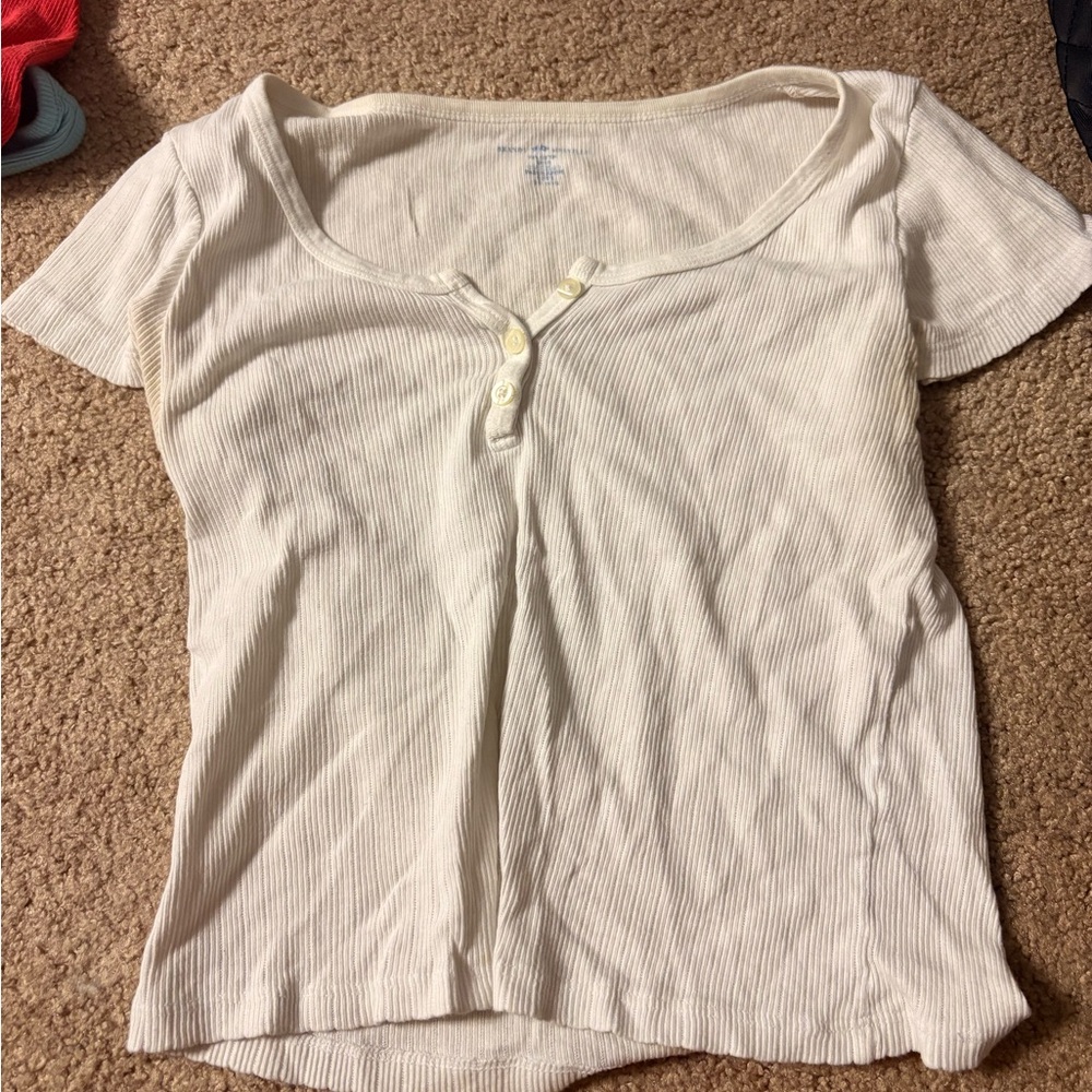 Brandy Melville Cream Short Sleeve Top